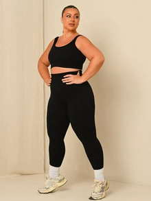 Lele Munniz Plus Solid Sports Bra - Black - View 4