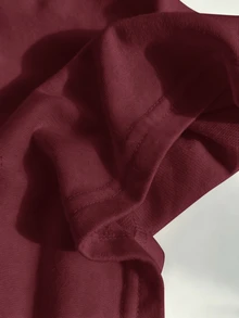 Comfortcana Plus Size Spring/Summer Clothing Distressed Snowflake Acetate Vintage Burgundy Loose Short Sleeve Small V-Neck T-Shirt Cotton Fabric Formal - Burgundy - View 6
