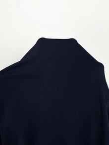 Shapeblank 大尺碼女款秋冬時尚休閒彈性舒適日常黑色立領上衣 - 藏蓝色 - 查看 8