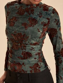 Travachic 女款花卉印花長袖修身時尚上衣 - 彩色 - 查看 7