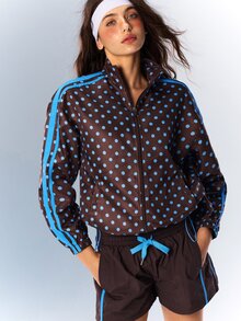 VARSIVA Women's Polka Dot Print Long Sleeve Zip-Up Sports Jacket - Multicolor - View 7