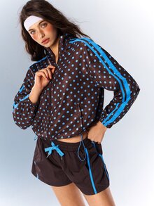 VARSIVA Women's Polka Dot Print Long Sleeve Zip-Up Sports Jacket - Multicolor - View 4