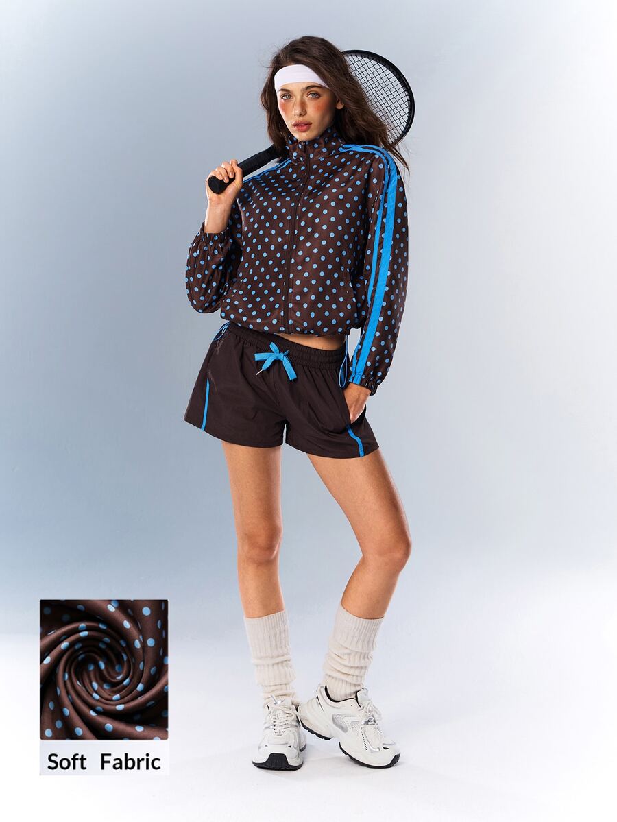 VARSIVA Women's Polka Dot Print Long Sleeve Zip-Up Sports Jacket - Multicolor - View 1