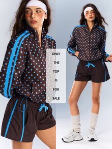 VARSIVA Women's Polka Dot Print Long Sleeve Zip-Up Sports Jacket - Multicolor - View 9
