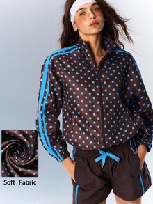 VARSIVA Women's Polka Dot Print Long Sleeve Zip-Up Sports Jacket - Multicolor - View 5