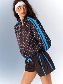 VARSIVA Women's Polka Dot Print Long Sleeve Zip-Up Sports Jacket - Multicolor - View 8