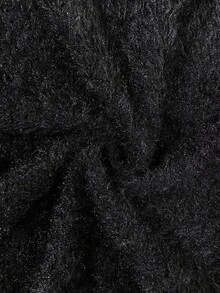 SHEIN PariChic Women's Polka Dot Mesh Patchwork Asymmetric Shoulder Top, Atmospheric Asymmetrical Shoulder Loose Long Sleeve Knit T-Shirt, Niche Design - Black - View 6