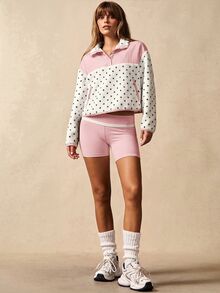 VARSIVA Women's Polka Dot Colorblock Casual Daily Outdoor Sports Jacket - Pink - View 4