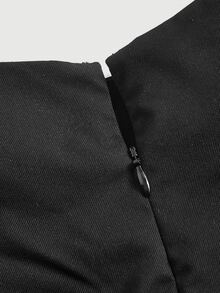 SHEIN MOD Rok Lipit Hitam dengan Hiasan Ruffle di Samping dan Tali Pengikat, Gaya Maksimalis, Halloween, Natal, Acara Keluar Malam - Hitam - View 4