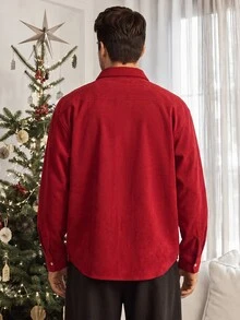 Sorvial [Excl, Baby & Kids]Men's Long Sleeve Shirt Collar Button Placket Fashion Versatile All-Match Shirt - Red - View 5