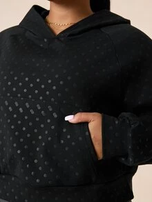 SHEIN Rhythm Era Women's Plus Size Dark Green Print Thermal Lined Thick Sweatshirt Gym Sports Fall Curve Alternative - Black - View 7