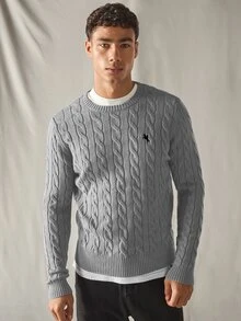 HIMLAND Men's Casual Young Loose Knit Long Sleeve Sweater, Fashion Daily Wear, Cable Knit Sweater, For Fall, Winter, Spring - Grey - View 6