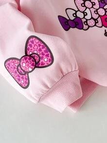 HELLO KITTY AND FRIENDS | SHEIN 青少年女孩運動衫套裝，秋冬休閒保暖內裡加厚圓領運動衫與寬腿長褲套裝，兒童款 - 粉色 - 查看 6
