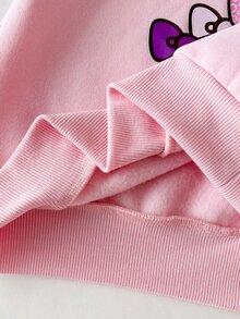 HELLO KITTY AND FRIENDS | SHEIN 青少年女孩運動衫套裝，秋冬休閒保暖內裡加厚圓領運動衫與寬腿長褲套裝，兒童款 - 粉色 - 查看 9