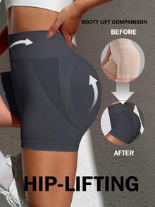 Slayform Slayform Easithlete Women's High Waist Yoga Shorts,Seamless Lifting Sports Shorts,Comfortable High-Rise Athletic Biker Shorts For Gym Workout,Running - Dark Grey - View 2