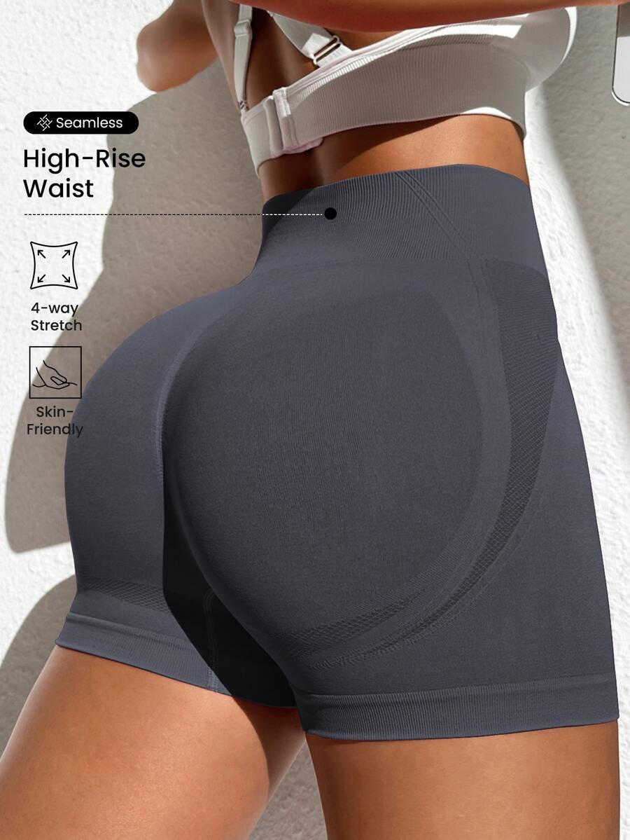 Slayform Slayform Easithlete Women's High Waist Yoga Shorts,Seamless Lifting Sports Shorts,Comfortable High-Rise Athletic Biker Shorts For Gym Workout,Running - Dark Grey - View 1