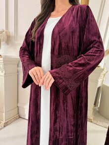 Al Najma 女款純色休閒派對款阿巴雅長袍 - 中紫紅色 - 查看 5