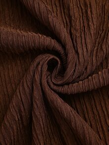 SHEIN Women's Autumn And Winter Dark Brown V-Neck Cross-Body Long-Sleeve Dress With Lantern Sleeves The Main Body Is Made Of Vertical Groove Texture Knitted - Coffee Brown - View 8