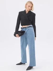 KÆRIA Hus Cropped Blazer - Wool Blend Tailoring - Black -Fully Lined, Tailored, Office, Minimalist - Black - View 6