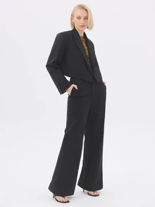 KÆRIA Hus Cropped Blazer - Wool Blend Tailoring - Black -Fully Lined, Tailored, Office, Minimalist - Black - View 4