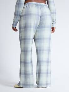 MUSERA Plus Size Check Print Low Rise Straight Leg Trouser Pants Fall Autumn Winter Women Outfit Day Outfit Casual - Multicolor - View 5
