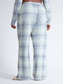 MUSERA Plus Size Check Print Low Rise Straight Leg Trouser Pants Fall Autumn Winter Women Outfit Day Outfit Casual - Multicolor - View 4