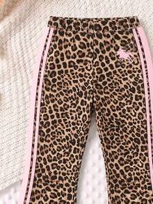 Tween Girls Fashion Leopard Print Long Pants, Halloween & Christmas Festive Side Stripe Flare Trousers Outgoing Clothing - Multicolor - View 4