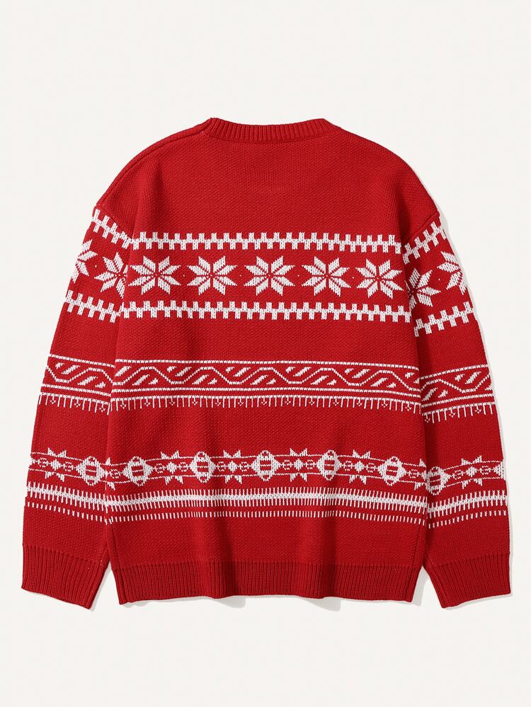 Manfinity Hypemode Men's Crew Neck Long Sleeve Striped Casual Versatile Sweater Christmas - Red - View 2