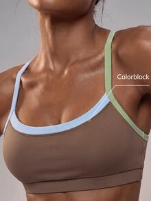 Zivah Women Gym Set High Support Sports Bra Pocket Shorts Brown Blue Green Contrast Tummy Control Workout Fall Squat Proof Active Pilates - Multicolor - View 4