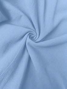 Linhara CURVE Gaun Wanita Ukuran Plus dari Katun Murni dengan Tali Bahu Tipis, Gaun A-Line Longgar dengan Hem Bergelombang yang Menawan, Cocok untuk Liburan, Perjalanan, dan Pakaian Sehari-hari, Dapat Dipadukan dengan Pakaian Luar, Serbaguna untuk Semua Musim - Baby Blue - View 3