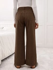 Boho Mama Maternity Casual Washed High Waist Jeans Cowgirl Outfits For Women Brown Pants - Brown - View 3