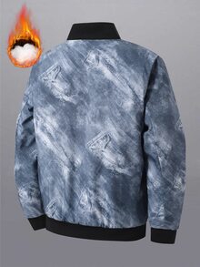 ARLO REED Men's Stand Collar Fashion Casual Floral Print Padded Coat - Blue - View 2