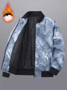 ARLO REED Men's Stand Collar Fashion Casual Floral Print Padded Coat - Blue - View 3