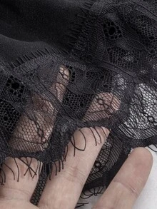 Momance Women's Elegant Fashion Black Contrast Lace Trim Maternity Skirt - Black - View 9
