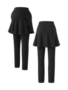 GentleRue Maternity Women's Casual Comfortable Black 2 In 1 Maternity Pants - Black - View 9