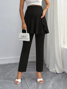 GentleRue Maternity Women's Casual Comfortable Black 2 In 1 Maternity Pants - Black - View 2