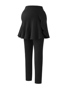 GentleRue Maternity Women's Casual Comfortable Black 2 In 1 Maternity Pants - Black - View 7
