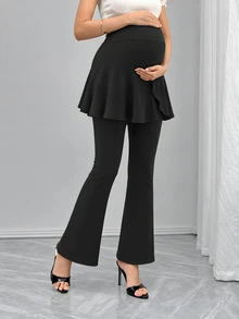 GentleRue Maternity Women's Casual Comfortable Black 2 In 1 Maternity Pants - Black - View 4