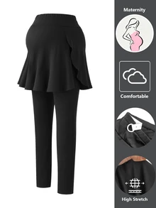 GentleRue Maternity Women's Casual Comfortable Black 2 In 1 Maternity Pants - Black - View 5