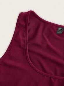 Muchica Plus Size Black Sleeveless Jacket, Elastic Lightweight Yoga Sports 3 Pieces Set Fall - Burgundy - View 8