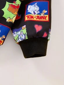 TOM & JERRY X SHEIN Sweat-shirt-shirt imprimé de dessin animé décontracté pour jeune garçon, printemps et automne - Noir - Voir 8