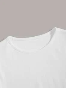 Tseoso Women's Solid Color Round Neck Long Sleeve Slim Casual T-Shirt - White - View 4