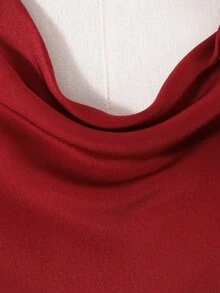 SHEIN Teen Girls Elegant Red Off Shoulder Bow Decor Satin Party Maxi Dress - Red - View 7