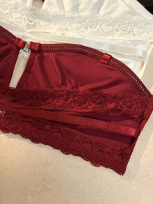 SHEIN 3pcs Convenient Front Closure Low Cut Lace Patchwork Non-Slip Bandeau Bra Set - Multicolor - View 5