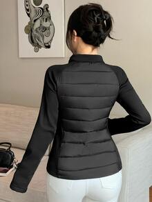 DAZY Women's Slim Fit Long Sleeve Casual Padded Coat - Black - View 8