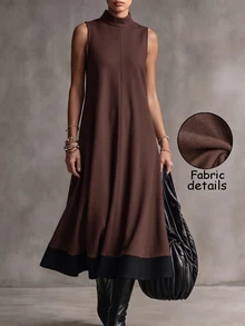 Privoire Women's Colorblock Long Wool Dress - Multicolor - View 1