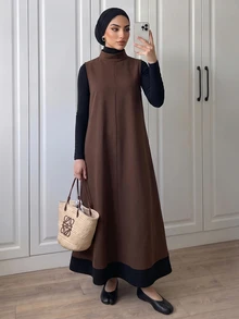 Privoire Women's Colorblock Long Wool Dress - Multicolor - View 4