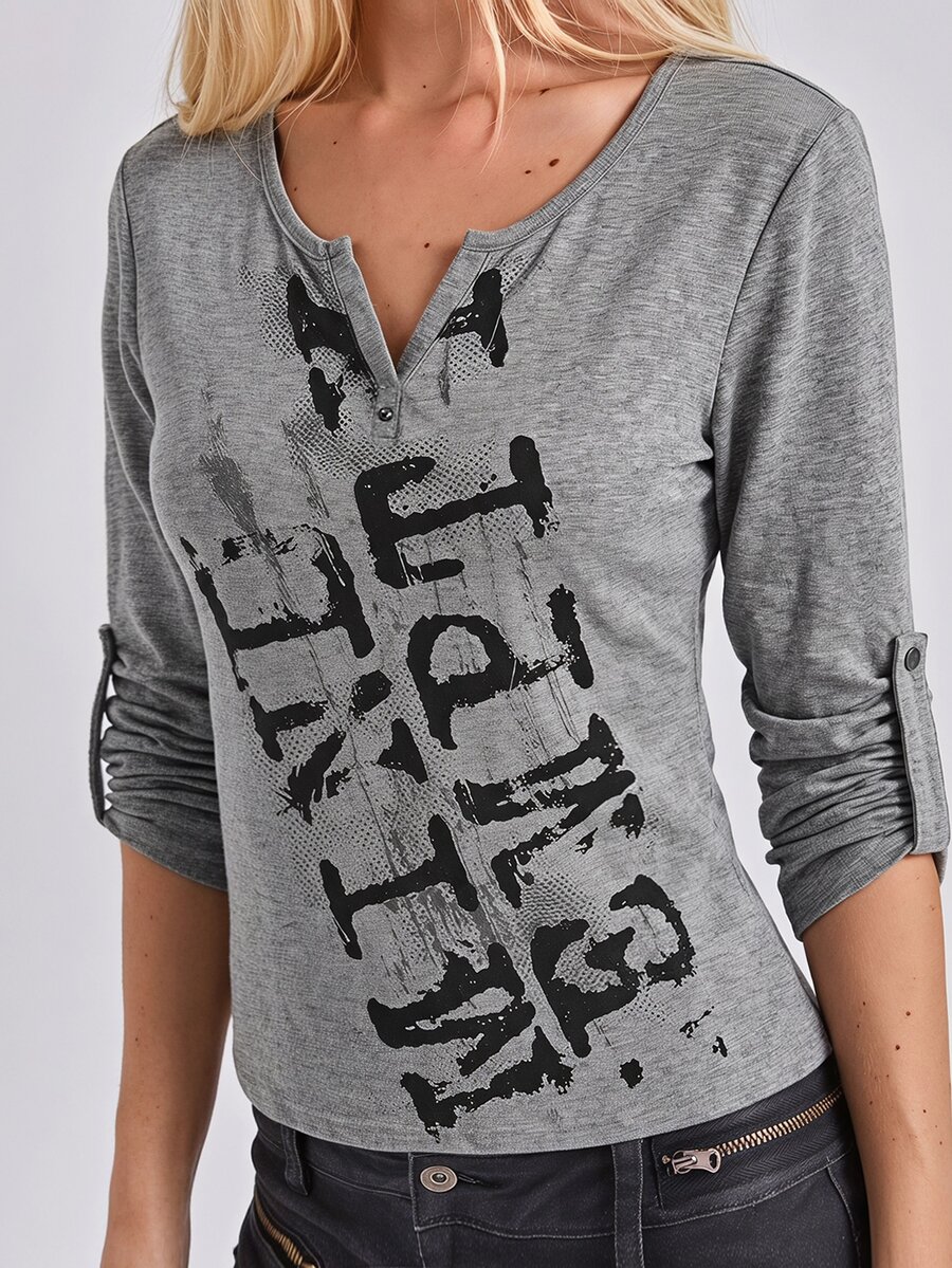 ROMWE Y2K Women T-Shirts - Grey - View 1