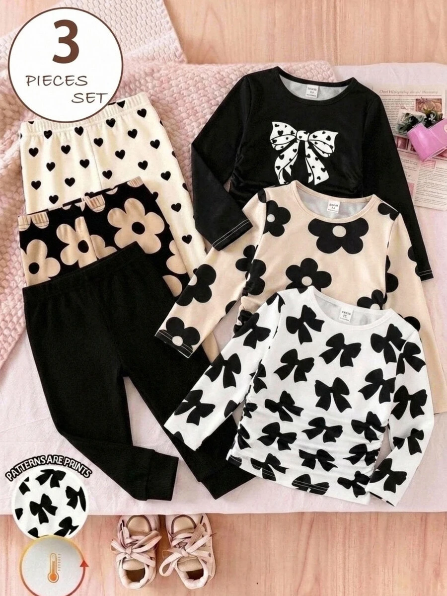 SHEIN 3 Buah Kaos Anak Perempuan - MultiWarna - View 1