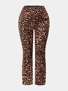 SHEIN Dewbera Women's Plus Size Leopard Print Casual Sports Leggings - Multicolor - View 6